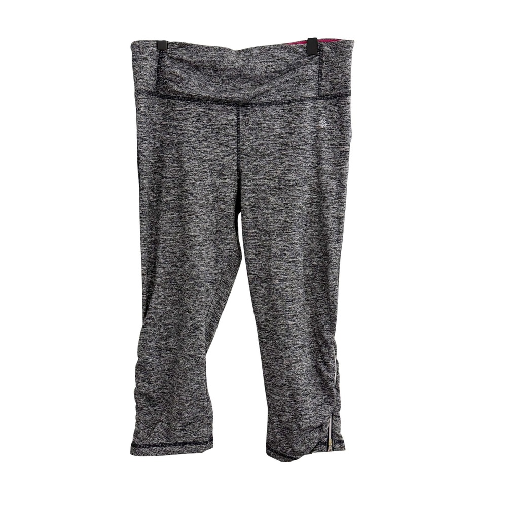 Tangerine Zip Capri Leggings Hearther Charcoal Black Activewear Athletic Gym